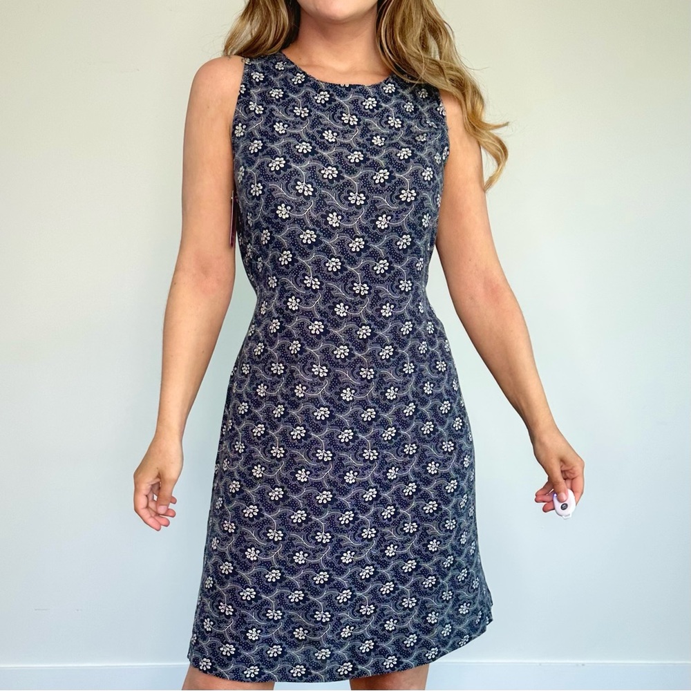 Vintage Northern Reflections Navy Comfy Floral Mini Dress (8/M)